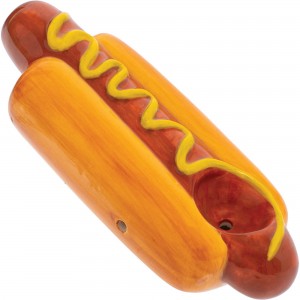 3.5" Hotdog Ceramic Pipe - Wacky Bowlz [CP107]